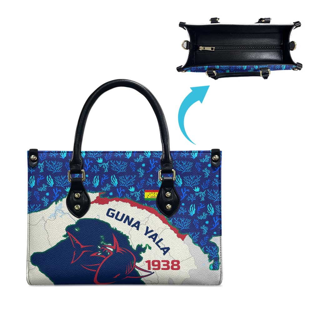 Indigenous Regions of Panama Guna Yala Leather Bag with Regional Map Lobster Graphic and Coral Pattern 1938 - Wonder Print Shop