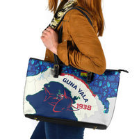 Indigenous Regions of Panama Guna Yala Leather Tote Bag with Regional Map Lobster Graphic and Coral Pattern 1938 - Wonder Print Shop