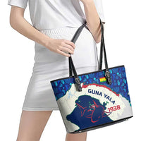 Indigenous Regions of Panama Guna Yala Leather Tote Bag with Regional Map Lobster Graphic and Coral Pattern 1938 - Wonder Print Shop