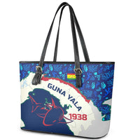 Indigenous Regions of Panama Guna Yala Leather Tote Bag with Regional Map Lobster Graphic and Coral Pattern 1938 - Wonder Print Shop