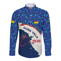 Indigenous Regions of Panama Guna Yala Long Sleeve Button Shirt with Regional Map Lobster Graphic and Coral Pattern 1938 - Wonder Print Shop