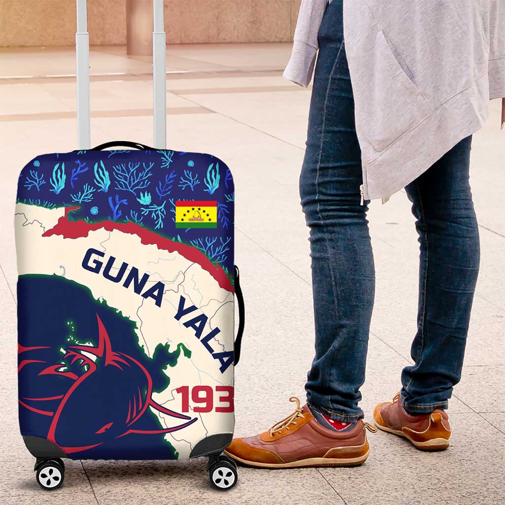 Indigenous Regions of Panama Guna Yala Luggage Cover with Regional Map Lobster Graphic and Coral Pattern 1938 - Wonder Print Shop