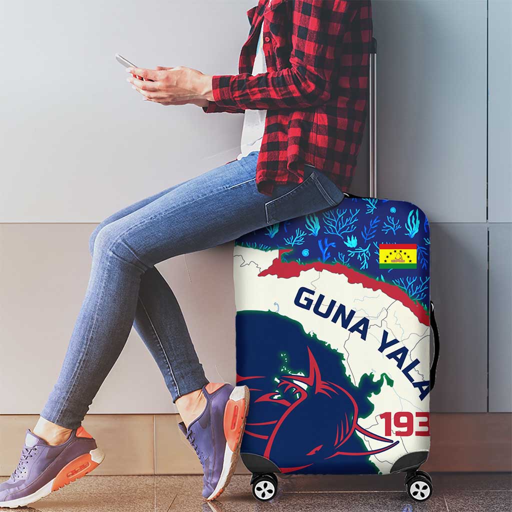 Indigenous Regions of Panama Guna Yala Luggage Cover with Regional Map Lobster Graphic and Coral Pattern 1938 - Wonder Print Shop