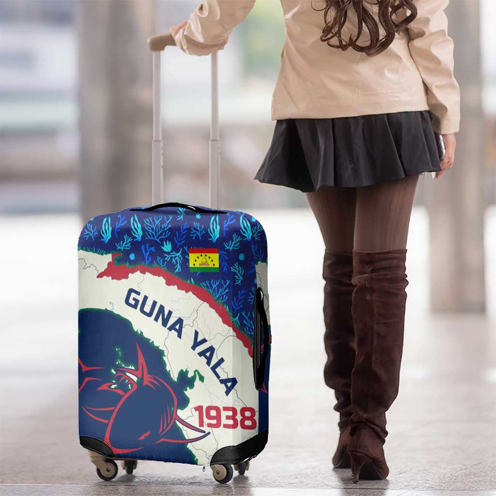 Indigenous Regions of Panama Guna Yala Luggage Cover with Regional Map Lobster Graphic and Coral Pattern 1938 - Wonder Print Shop