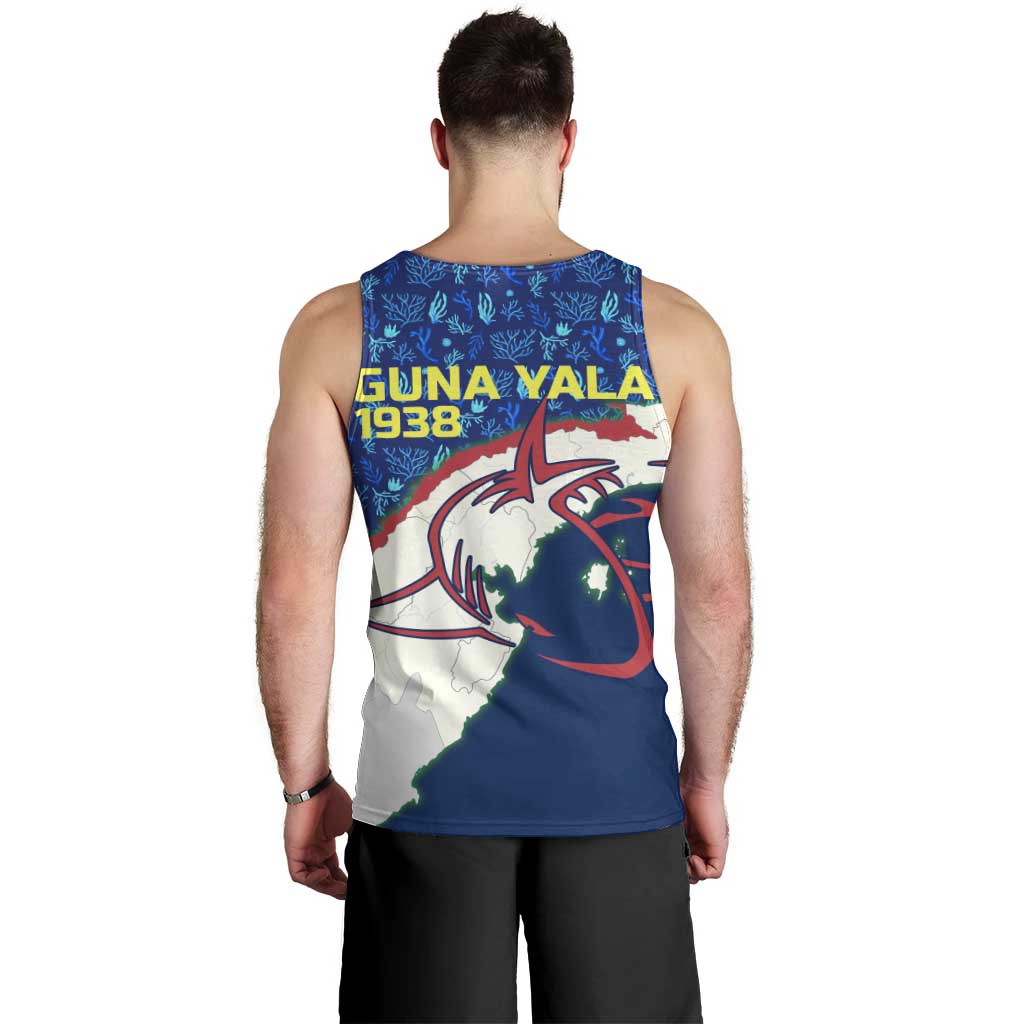 Indigenous Regions of Panama Guna Yala Men Tank Top with Regional Map Lobster Graphic and Coral Pattern 1938 - Wonder Print Shop