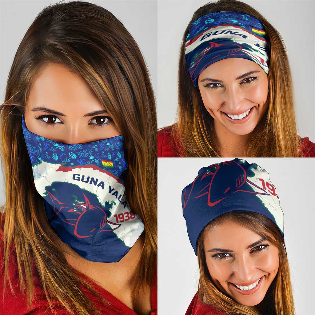 Indigenous Regions of Panama Guna Yala Neck Gaiter with Regional Map Lobster Graphic and Coral Pattern 1938 - Wonder Print Shop