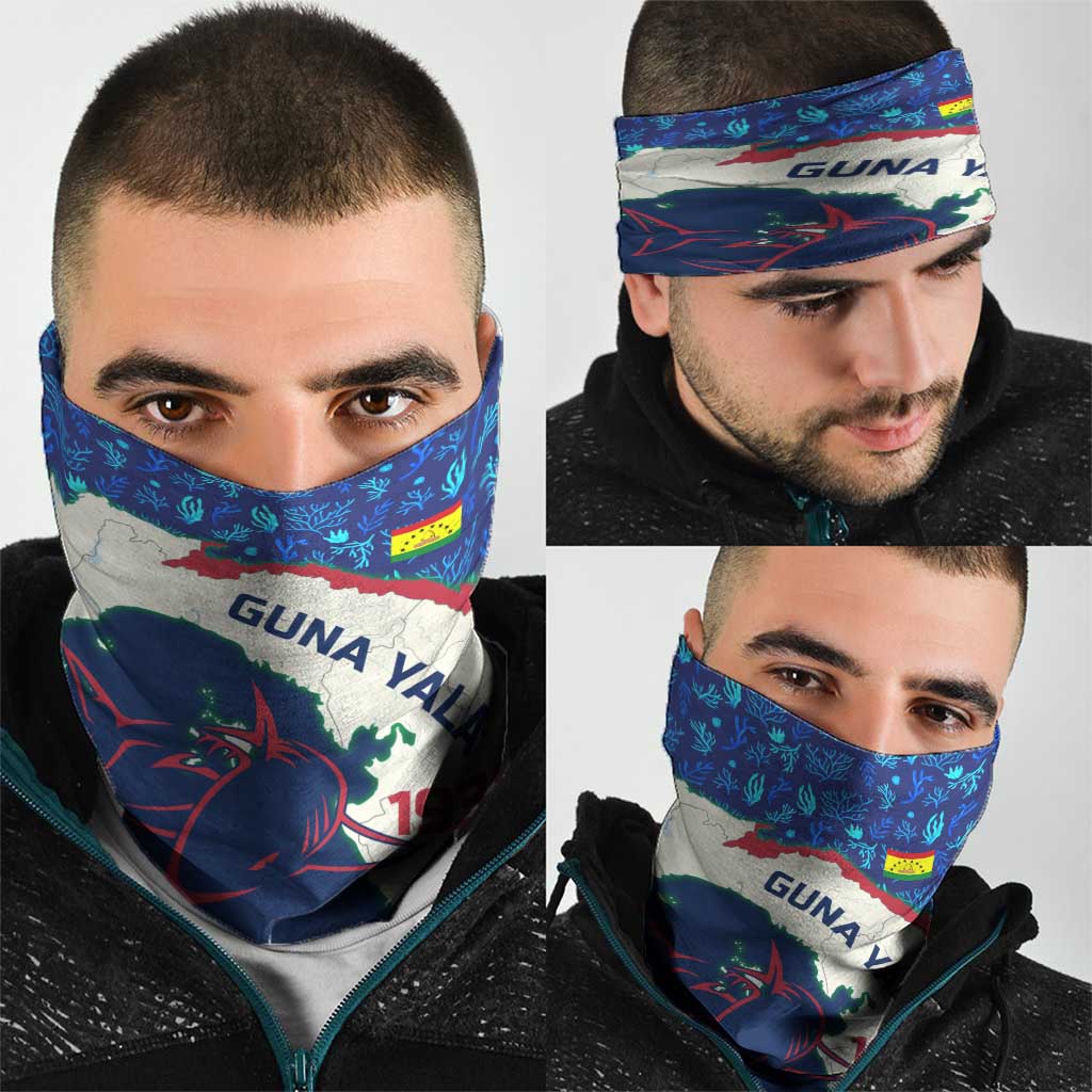 Indigenous Regions of Panama Guna Yala Neck Gaiter with Regional Map Lobster Graphic and Coral Pattern 1938 - Wonder Print Shop