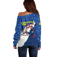 Indigenous Regions of Panama Guna Yala Off Shoulder Sweater with Regional Map Lobster Graphic and Coral Pattern 1938 - Wonder Print Shop