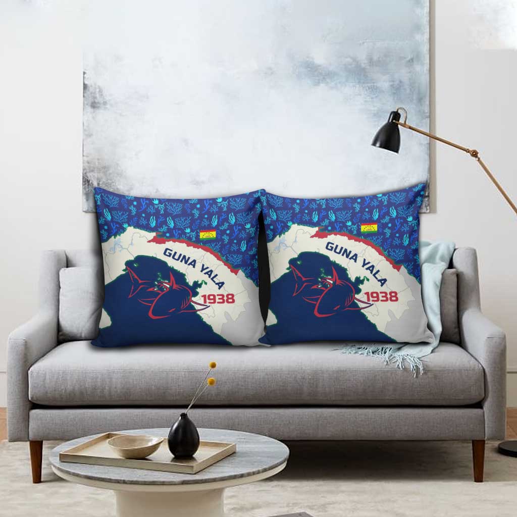 Indigenous Regions of Panama Guna Yala Pillow Cover with Regional Map Lobster Graphic and Coral Pattern 1938 - Wonder Print Shop