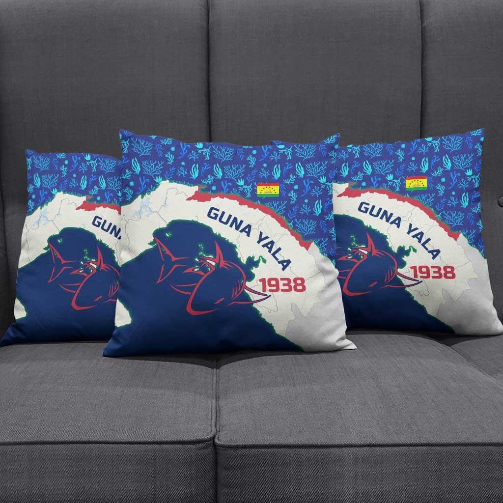 Indigenous Regions of Panama Guna Yala Pillow Cover with Regional Map Lobster Graphic and Coral Pattern 1938 - Wonder Print Shop