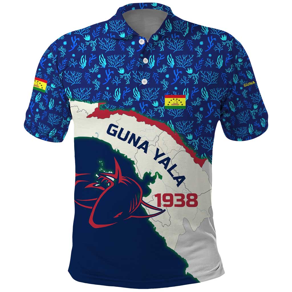 Indigenous Regions of Panama Guna Yala Polo Shirt with Regional Map Lobster Graphic and Coral Pattern 1938 - Wonder Print Shop