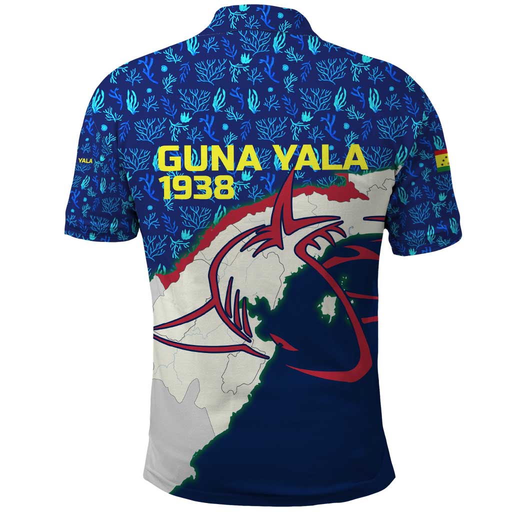 Indigenous Regions of Panama Guna Yala Polo Shirt with Regional Map Lobster Graphic and Coral Pattern 1938 - Wonder Print Shop