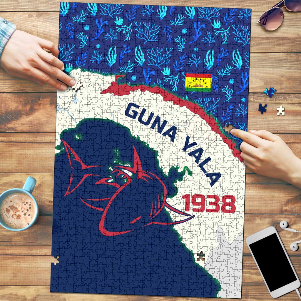 Indigenous Regions of Panama Guna Yala Puzzle with Regional Map Lobster Graphic and Coral Pattern 1938 - Wonder Print Shop