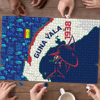 Indigenous Regions of Panama Guna Yala Puzzle with Regional Map Lobster Graphic and Coral Pattern 1938 - Wonder Print Shop