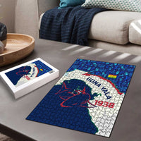 Indigenous Regions of Panama Guna Yala Puzzle with Regional Map Lobster Graphic and Coral Pattern 1938 - Wonder Print Shop