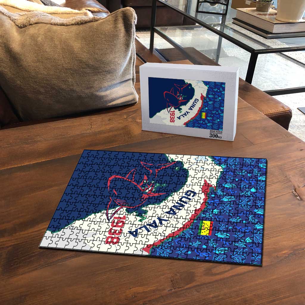 Indigenous Regions of Panama Guna Yala Puzzle with Regional Map Lobster Graphic and Coral Pattern 1938 - Wonder Print Shop