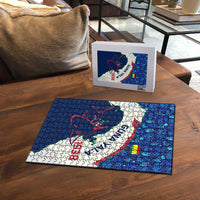 Indigenous Regions of Panama Guna Yala Puzzle with Regional Map Lobster Graphic and Coral Pattern 1938 - Wonder Print Shop