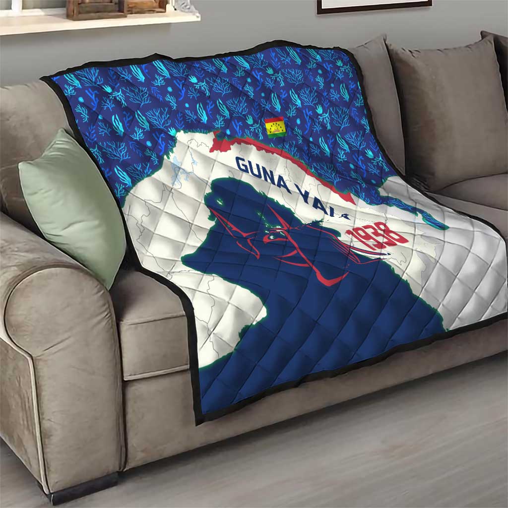 Indigenous Regions of Panama Guna Yala Quilt with Regional Map Lobster Graphic and Coral Pattern 1938 - Wonder Print Shop