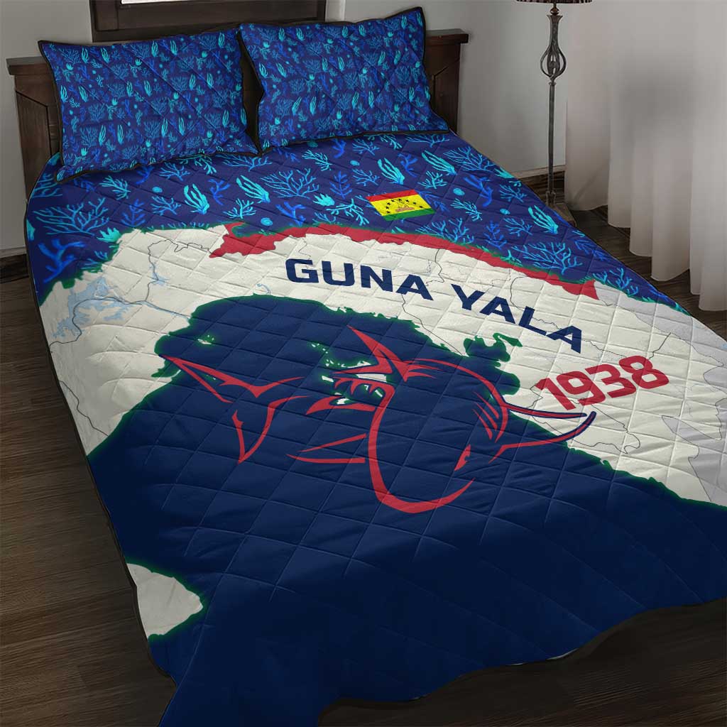 Indigenous Regions of Panama Guna Yala Quilt Bed Set with Regional Map Lobster Graphic and Coral Pattern 1938 - Wonder Print Shop