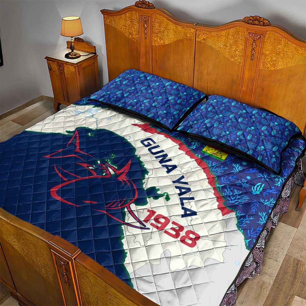 Indigenous Regions of Panama Guna Yala Quilt Bed Set with Regional Map Lobster Graphic and Coral Pattern 1938 - Wonder Print Shop