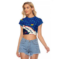 Indigenous Regions of Panama Guna Yala Raglan Cropped T Shirt with Regional Map Lobster Graphic and Coral Pattern 1938 - Wonder Print Shop