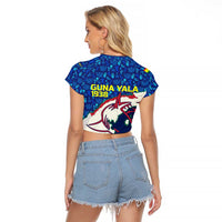 Indigenous Regions of Panama Guna Yala Raglan Cropped T Shirt with Regional Map Lobster Graphic and Coral Pattern 1938 - Wonder Print Shop