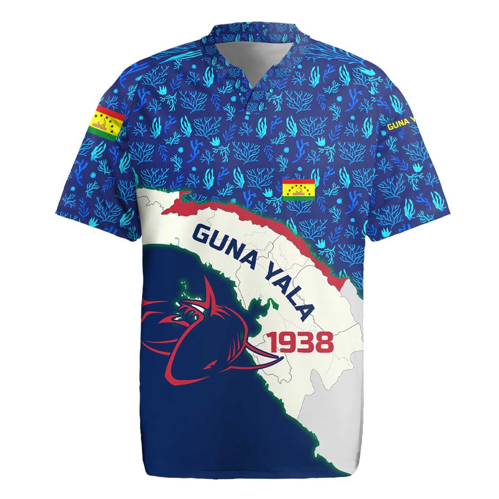Indigenous Regions of Panama Guna Yala Rugby Jersey with Regional Map Lobster Graphic and Coral Pattern 1938 - Wonder Print Shop
