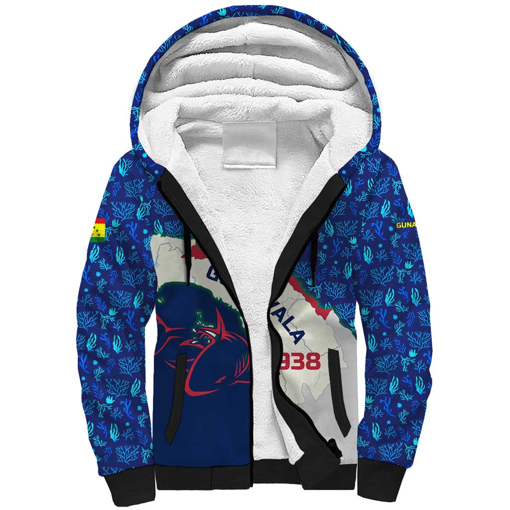 Indigenous Regions of Panama Guna Yala Sherpa Hoodie with Regional Map Lobster Graphic and Coral Pattern 1938 - Wonder Print Shop