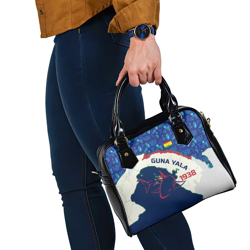 Indigenous Regions of Panama Guna Yala Shoulder Handbag with Regional Map Lobster Graphic and Coral Pattern 1938 - Wonder Print Shop