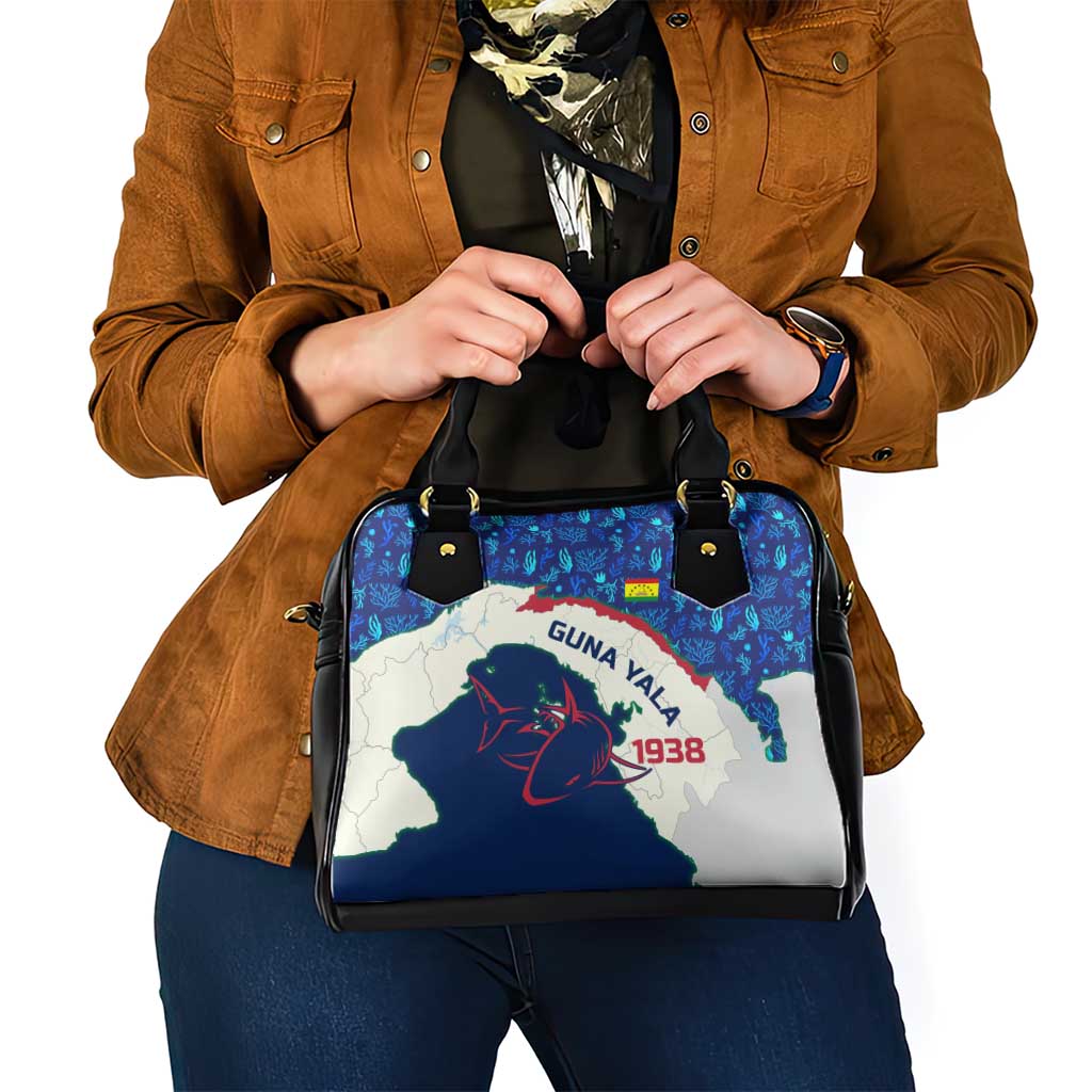 Indigenous Regions of Panama Guna Yala Shoulder Handbag with Regional Map Lobster Graphic and Coral Pattern 1938 - Wonder Print Shop