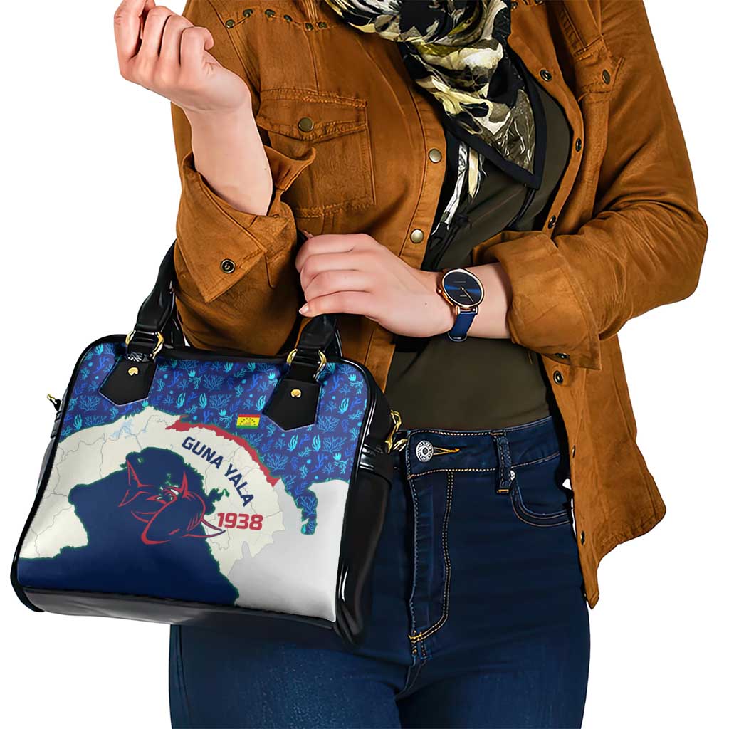 Indigenous Regions of Panama Guna Yala Shoulder Handbag with Regional Map Lobster Graphic and Coral Pattern 1938 - Wonder Print Shop