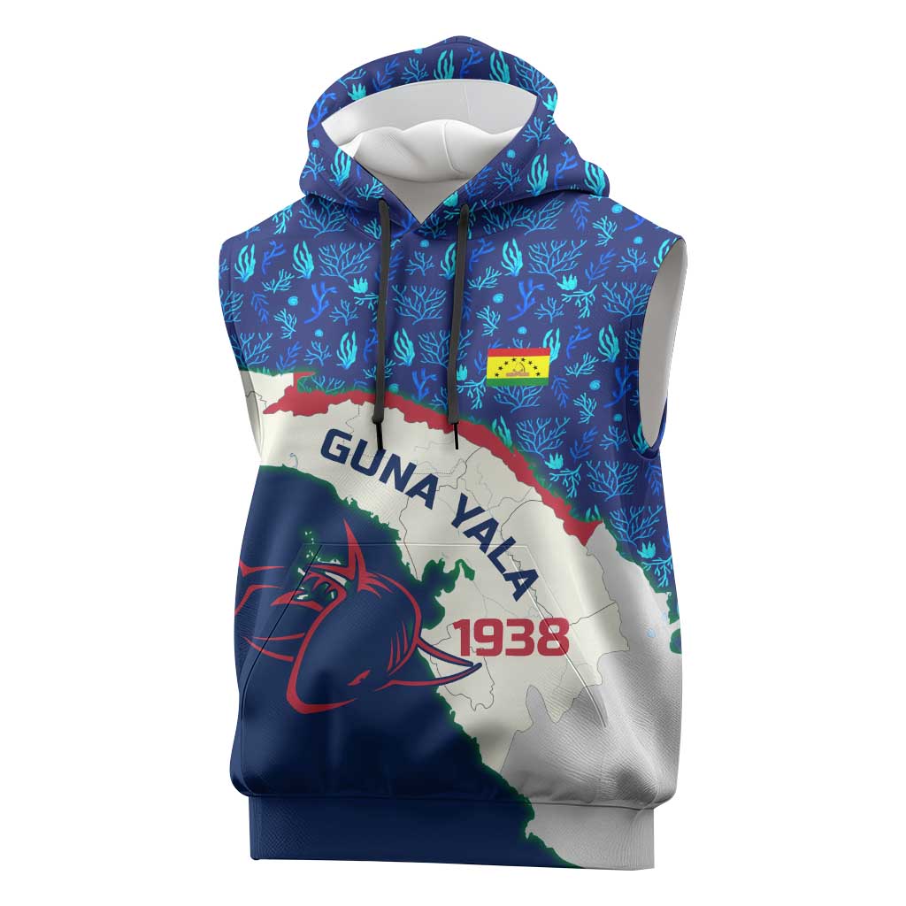 Indigenous Regions of Panama Guna Yala Sleeveless Hoodie with Regional Map Lobster Graphic and Coral Pattern 1938 - Wonder Print Shop