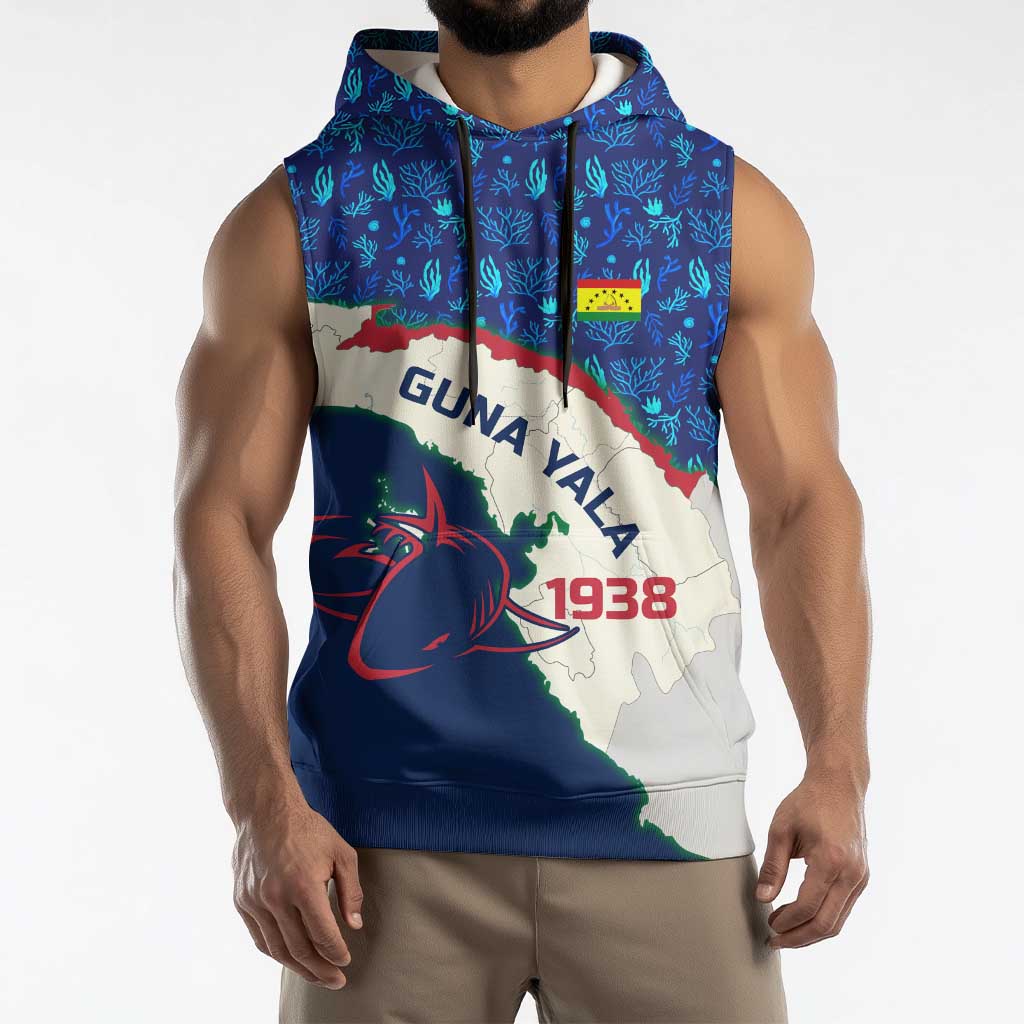 Indigenous Regions of Panama Guna Yala Sleeveless Hoodie with Regional Map Lobster Graphic and Coral Pattern 1938 - Wonder Print Shop
