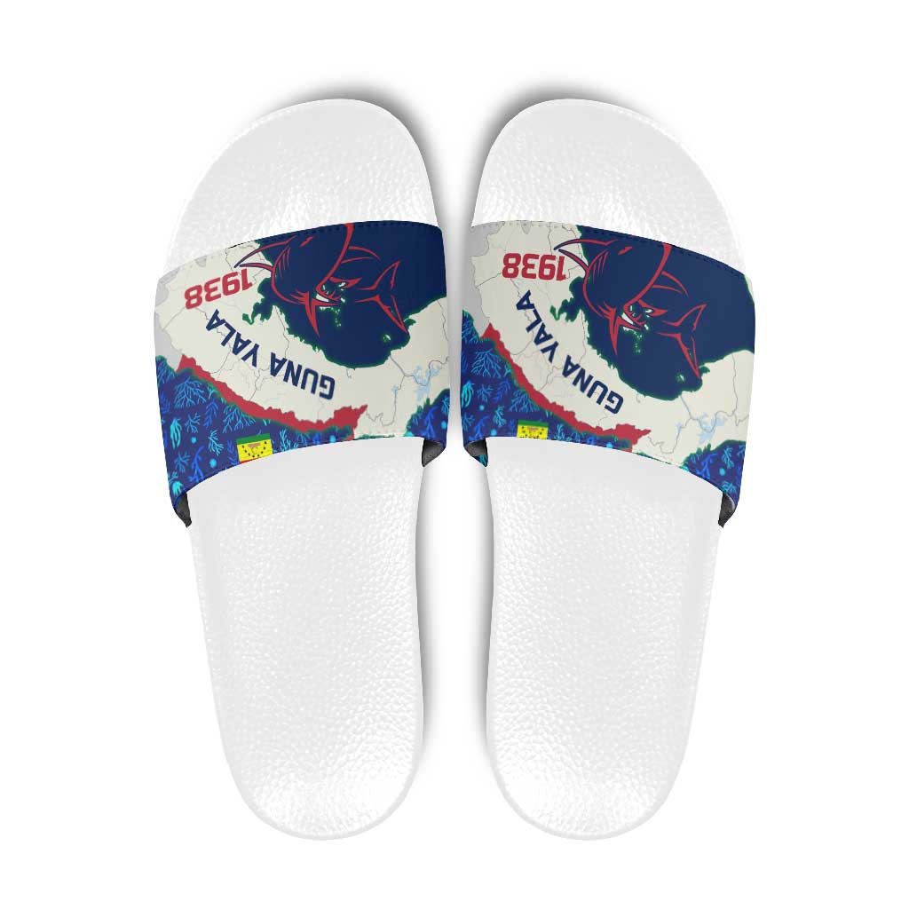 Indigenous Regions of Panama Guna Yala Slide Sandals with Regional Map Lobster Graphic and Coral Pattern 1938 - Wonder Print Shop