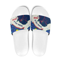 Indigenous Regions of Panama Guna Yala Slide Sandals with Regional Map Lobster Graphic and Coral Pattern 1938 - Wonder Print Shop