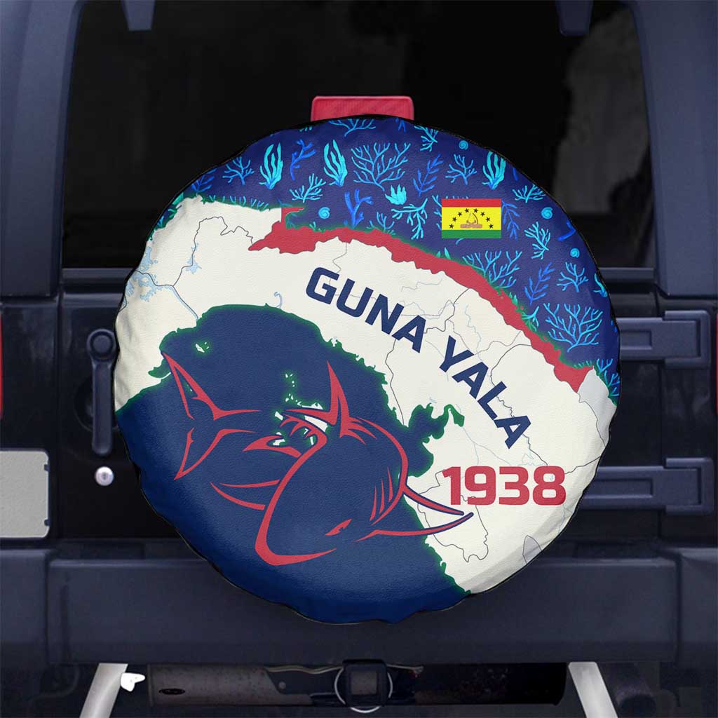Indigenous Regions of Panama Guna Yala Spare Tire Cover with Regional Map Lobster Graphic and Coral Pattern 1938 - Wonder Print Shop