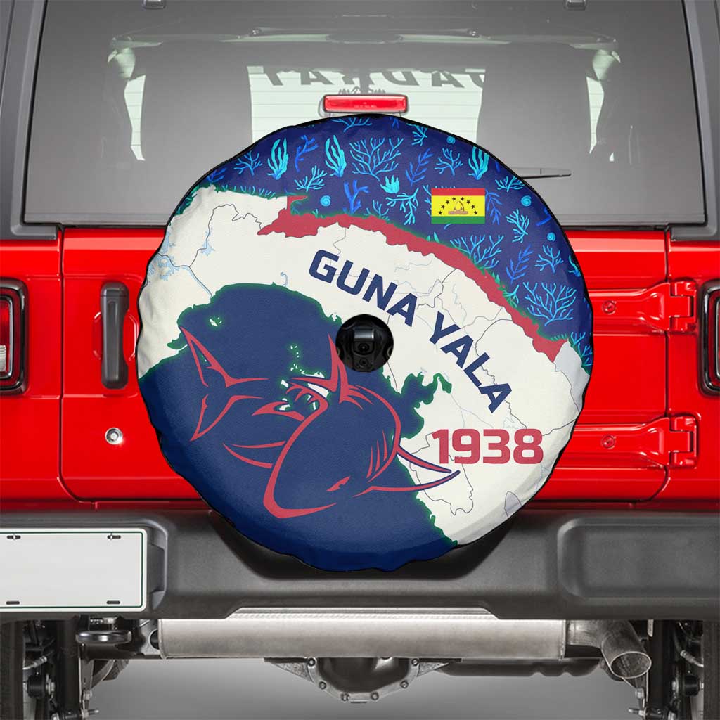Indigenous Regions of Panama Guna Yala Spare Tire Cover with Regional Map Lobster Graphic and Coral Pattern 1938 - Wonder Print Shop