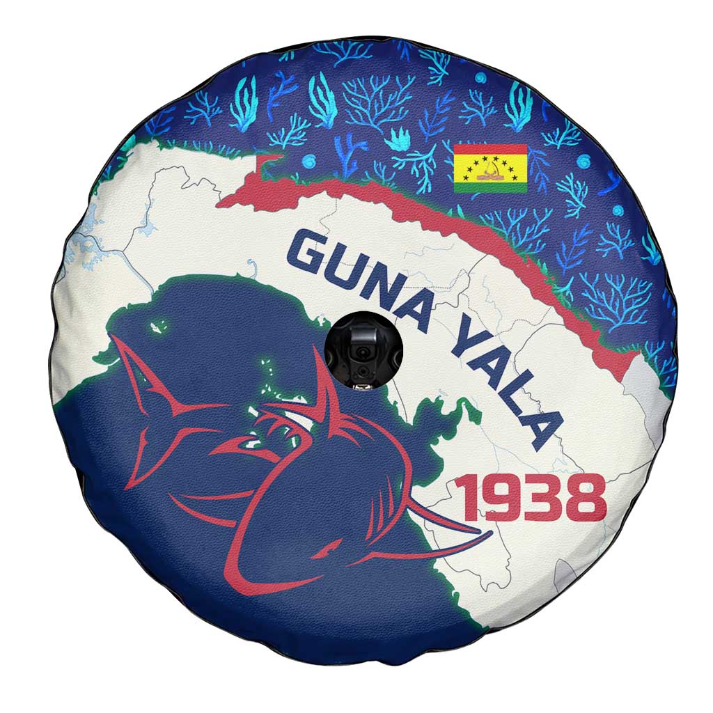 Indigenous Regions of Panama Guna Yala Spare Tire Cover with Regional Map Lobster Graphic and Coral Pattern 1938 - Wonder Print Shop