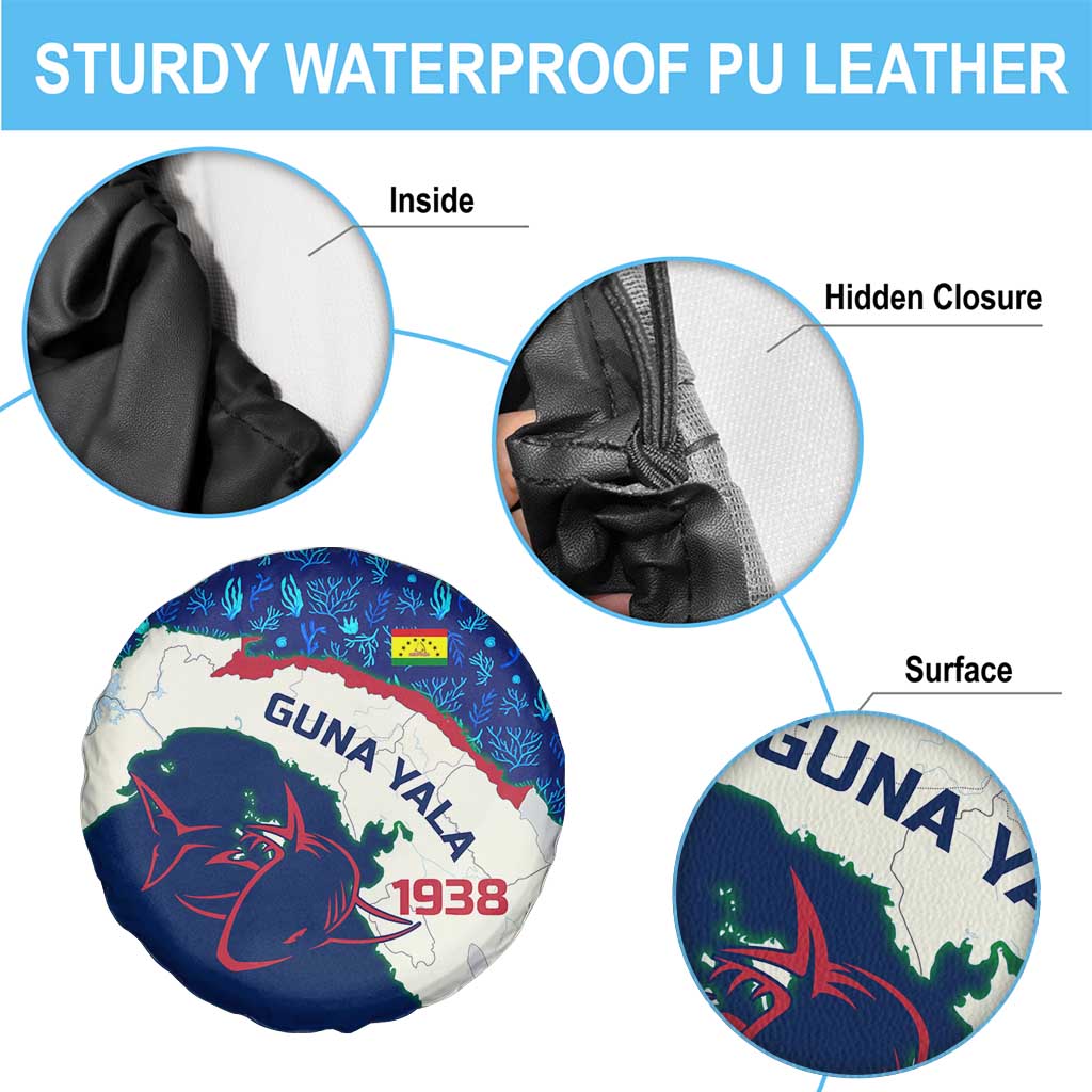 Indigenous Regions of Panama Guna Yala Spare Tire Cover with Regional Map Lobster Graphic and Coral Pattern 1938 - Wonder Print Shop