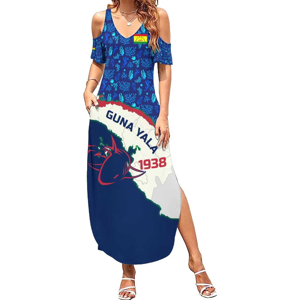 Indigenous Regions of Panama Guna Yala Summer Maxi Dress with Regional Map Lobster Graphic and Coral Pattern 1938 - Wonder Print Shop