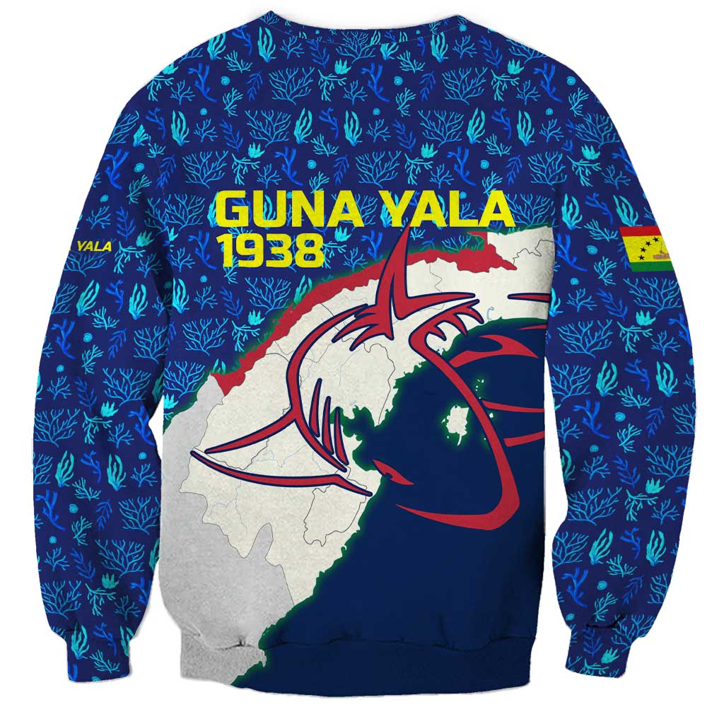 Indigenous Regions of Panama Guna Yala Sweatshirt with Regional Map Lobster Graphic and Coral Pattern 1938 - Wonder Print Shop