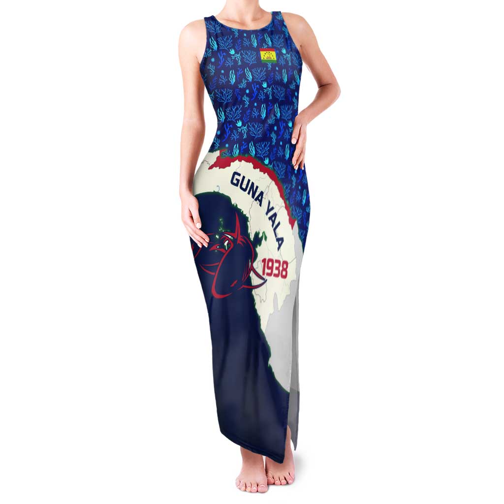 Indigenous Regions of Panama Guna Yala Tank Maxi Dress with Regional Map Lobster Graphic and Coral Pattern 1938 - Wonder Print Shop