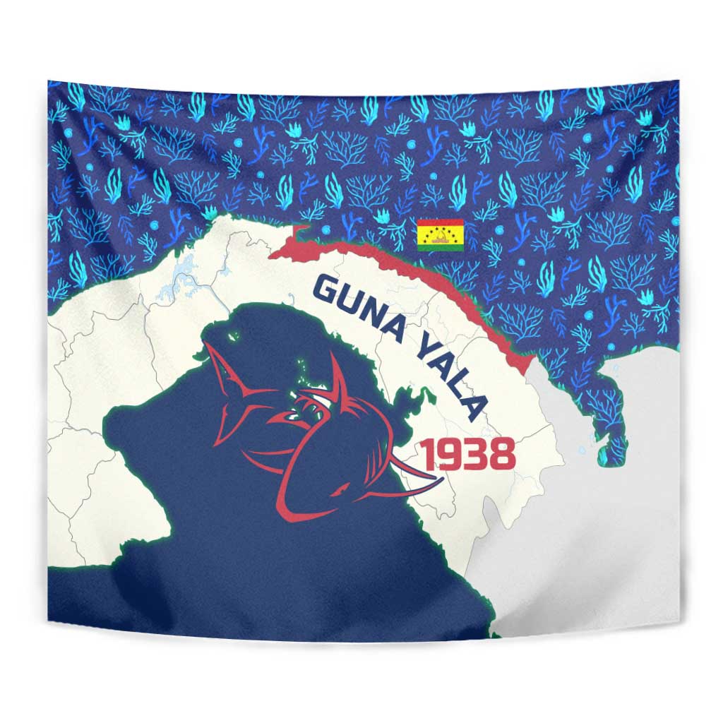 Indigenous Regions of Panama Guna Yala Tapestry with Regional Map Lobster Graphic and Coral Pattern 1938 - Wonder Print Shop