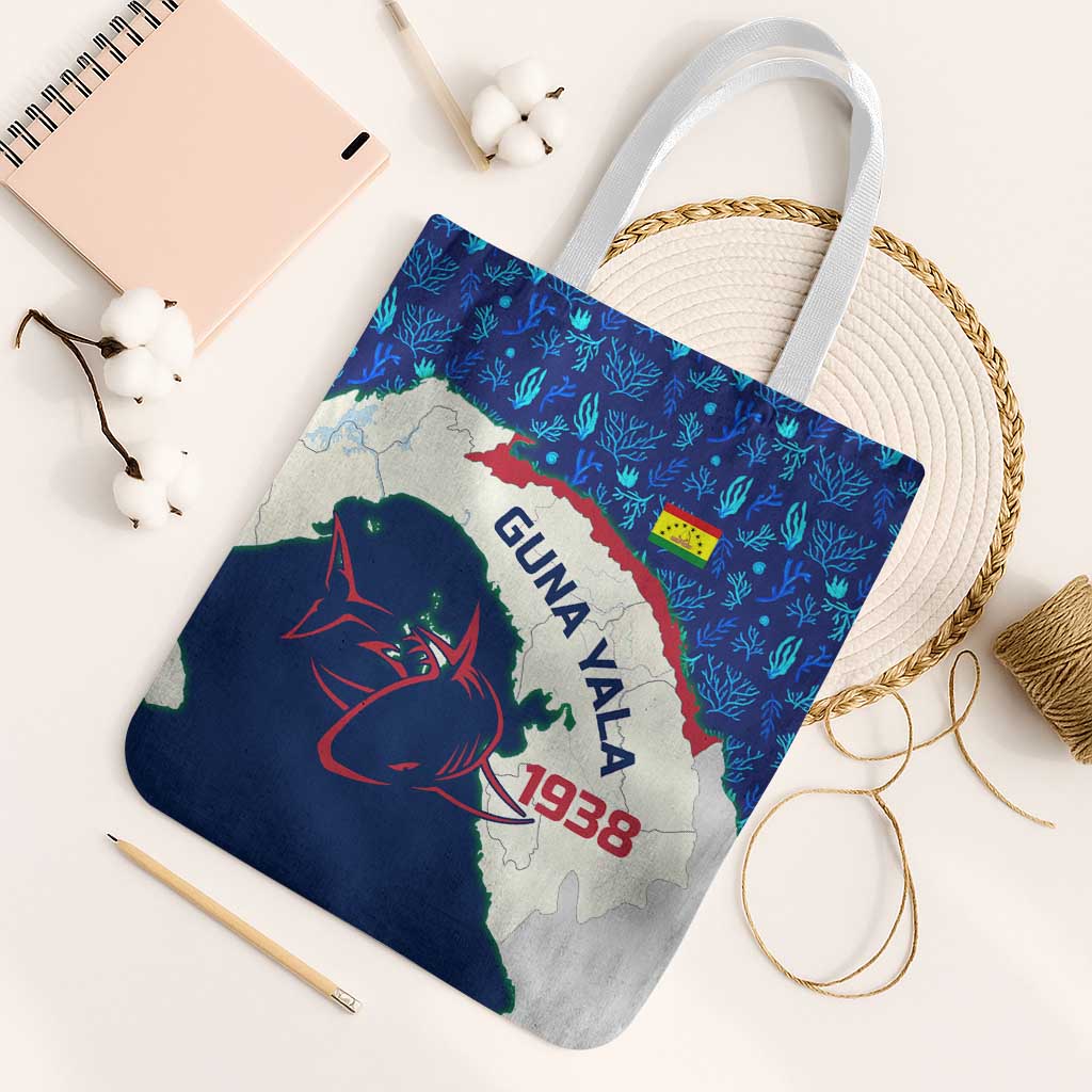 Indigenous Regions of Panama Guna Yala Tote Bag with Regional Map Lobster Graphic and Coral Pattern 1938 - Wonder Print Shop