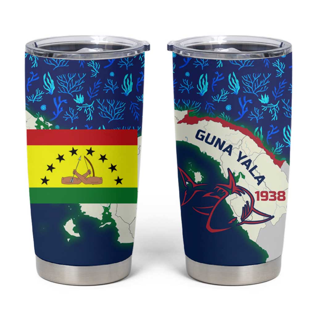 Indigenous Regions of Panama Guna Yala Tumbler Cup with Regional Map Lobster Graphic and Coral Pattern 1938 - Wonder Print Shop