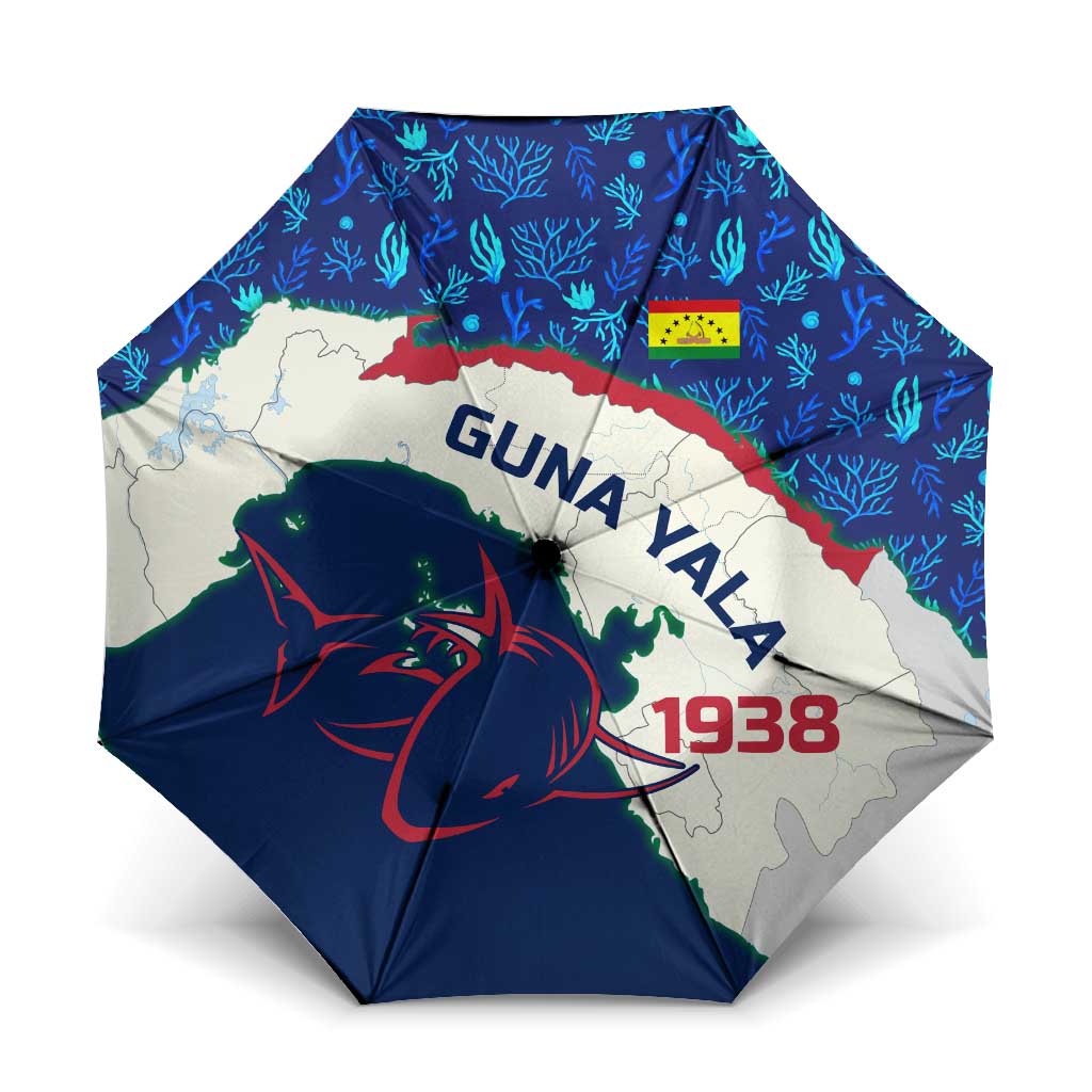 Indigenous Regions of Panama Guna Yala Umbrella with Regional Map Lobster Graphic and Coral Pattern 1938 - Wonder Print Shop