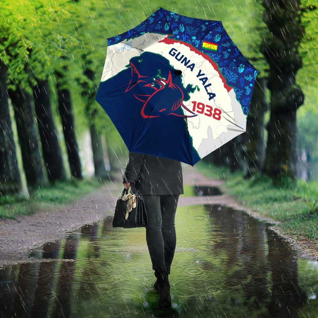 Indigenous Regions of Panama Guna Yala Umbrella with Regional Map Lobster Graphic and Coral Pattern 1938 - Wonder Print Shop