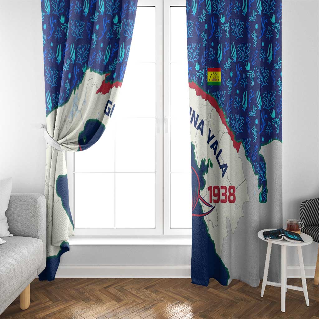 Indigenous Regions of Panama Guna Yala Window Curtain with Regional Map Lobster Graphic and Coral Pattern 1938 - Wonder Print Shop