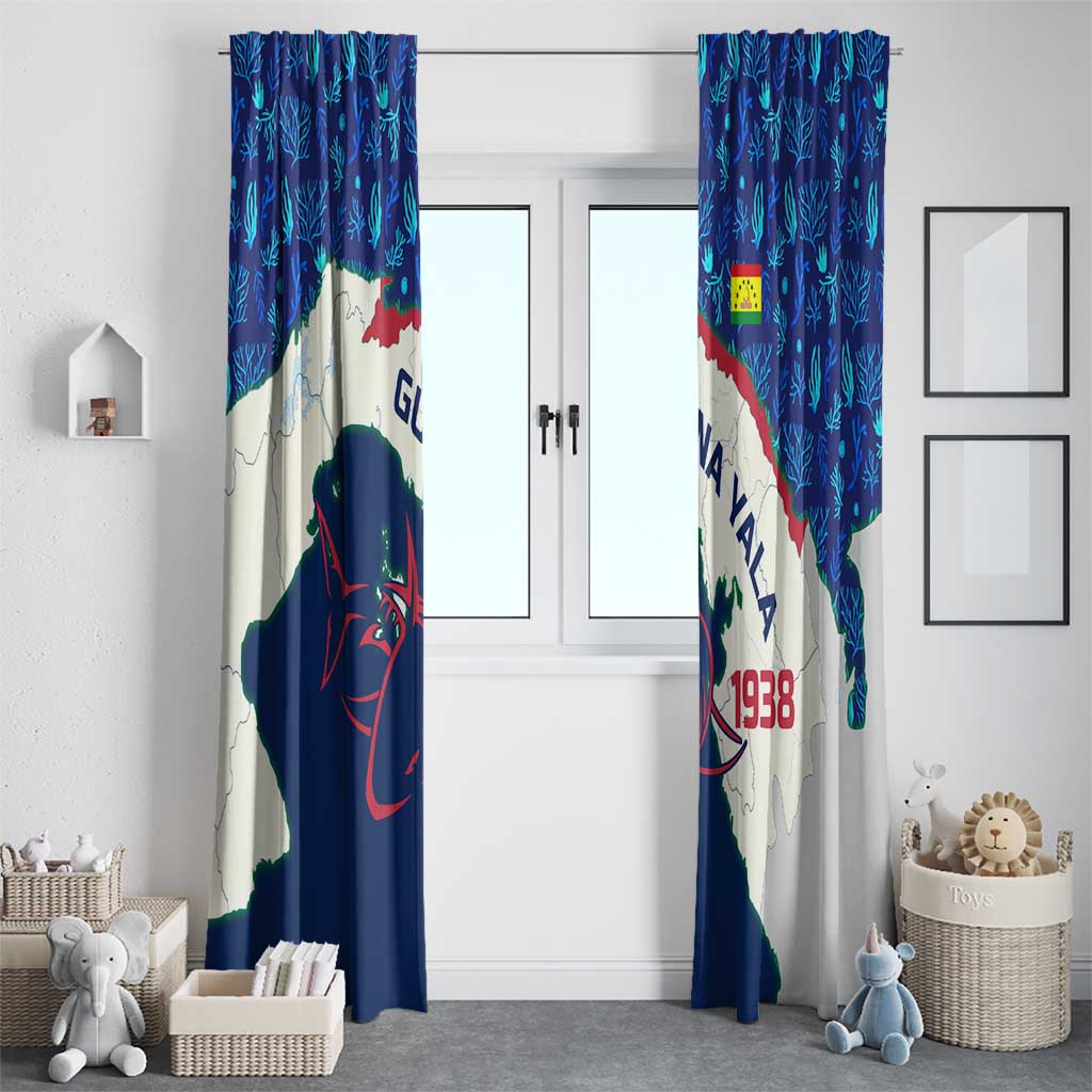 Indigenous Regions of Panama Guna Yala Window Curtain with Regional Map Lobster Graphic and Coral Pattern 1938 - Wonder Print Shop