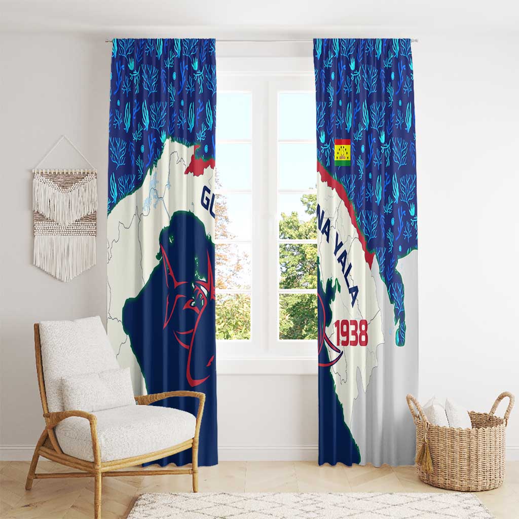 Indigenous Regions of Panama Guna Yala Window Curtain with Regional Map Lobster Graphic and Coral Pattern 1938 - Wonder Print Shop